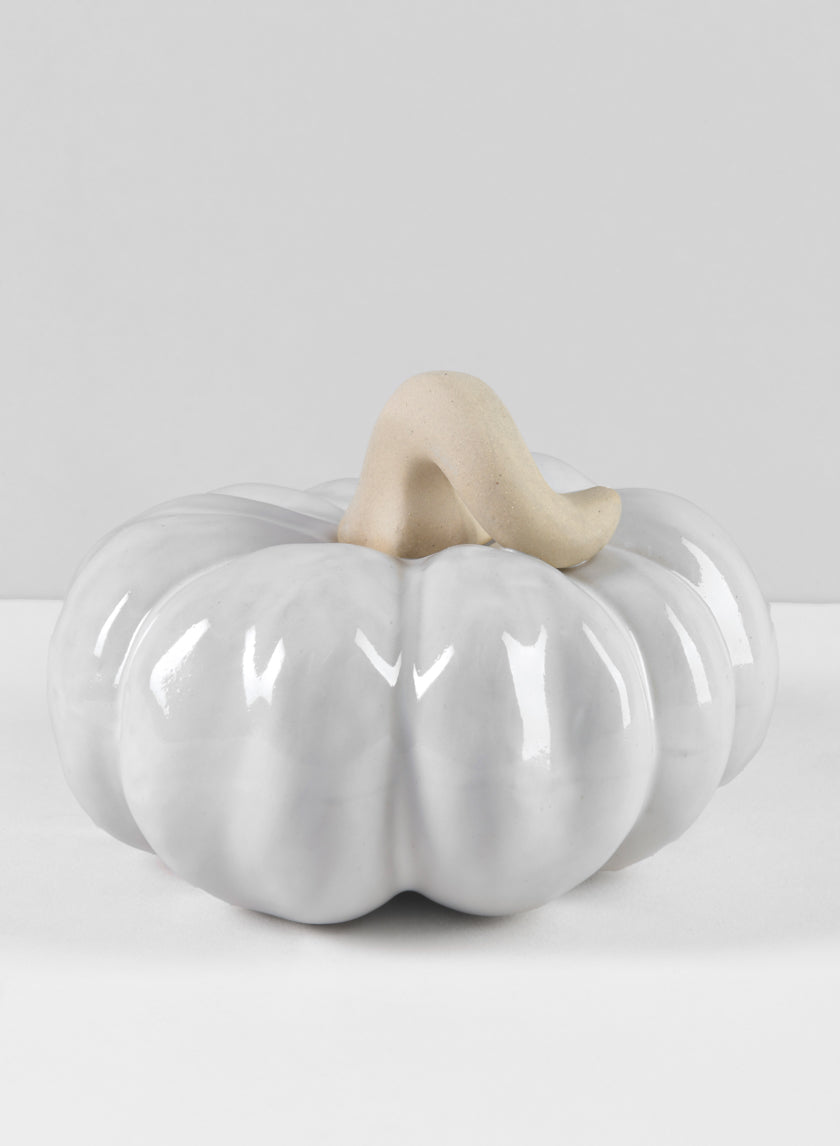 6in Wide Porcelain White Wash Pumpkins Decor Jamali Garden