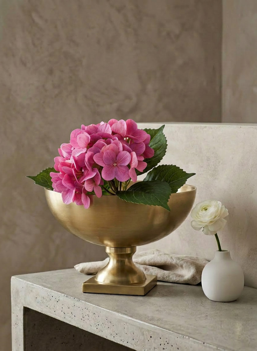 12in Wide Amalfi Gold Footed Certerpiece Compote Metal Bowl Decor Jamali Garden