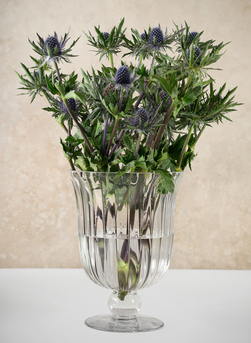 8.5in Tall Versailles Pleated Glass Urn Decor Jamali Garden