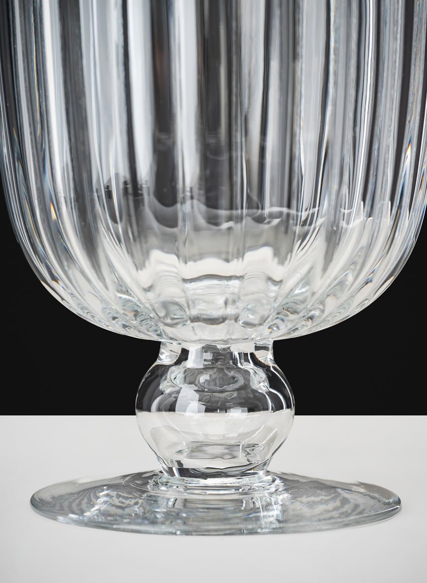 8.5in Tall Versailles Pleated Glass Urn Decor Jamali Garden