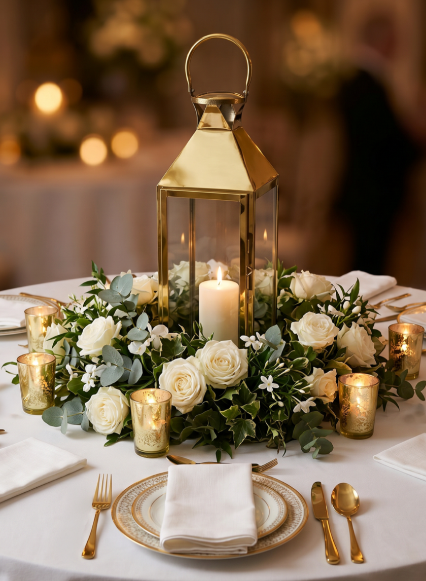 Gold Soho Stainless Steel Lanterns Decor Jamali Garden