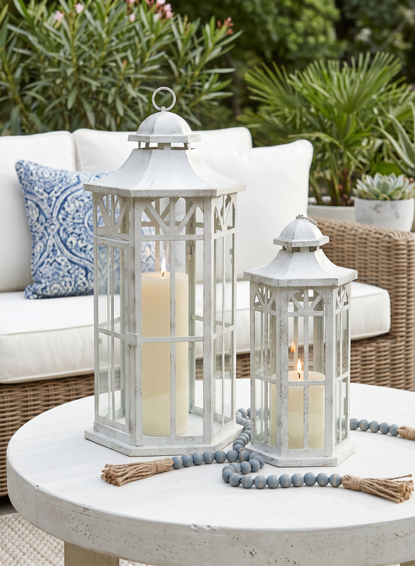 Antique White Lanterns Decor Jamali Garden
