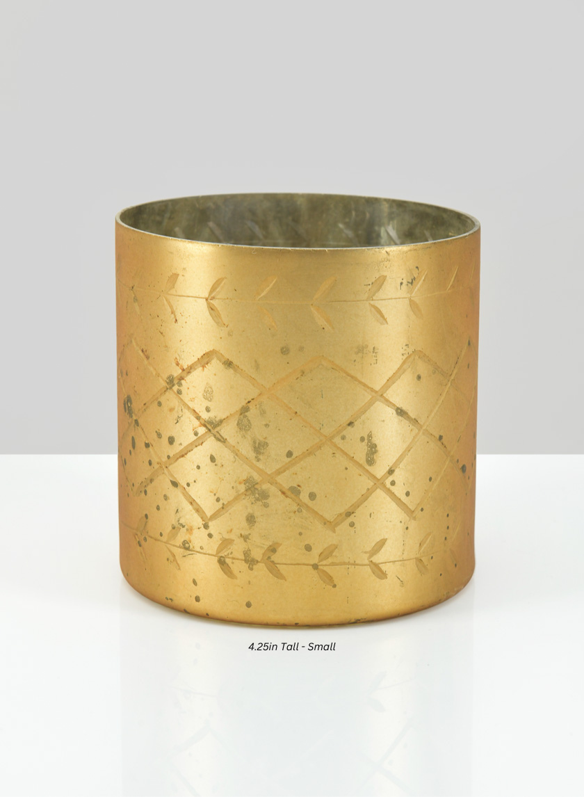 Valencia Aged Gold Mercury Glass Holder Decor Jamali Garden Gold 4.25in Tall - Small EACH