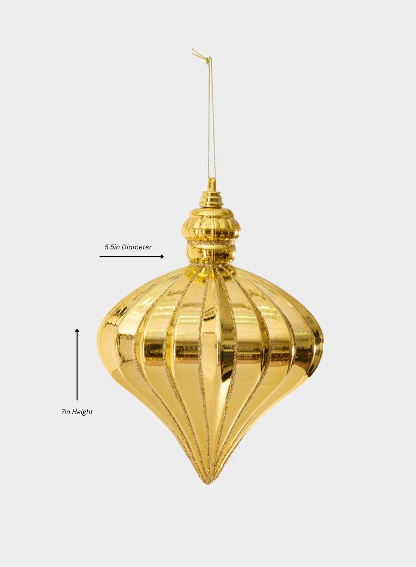 7in Long Gold Glittered Plastic Onion Ornament Decor Jamali Garden