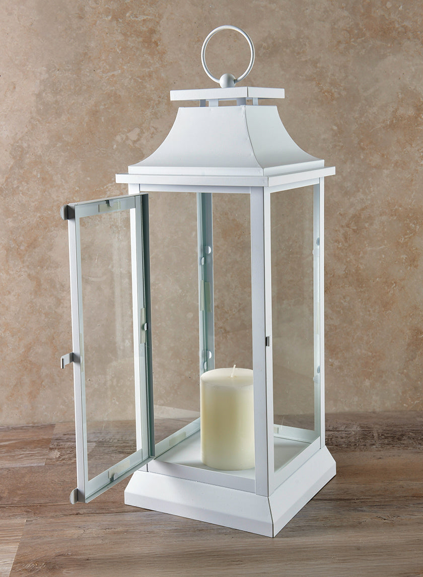 White Hampton Lantern Decor Jamali Garden
