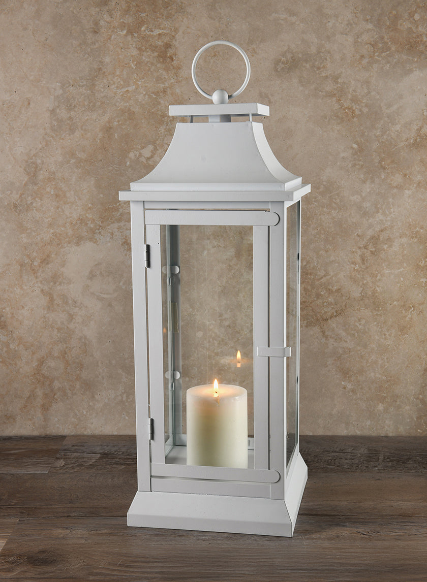 White Hampton Lantern Decor Jamali Garden