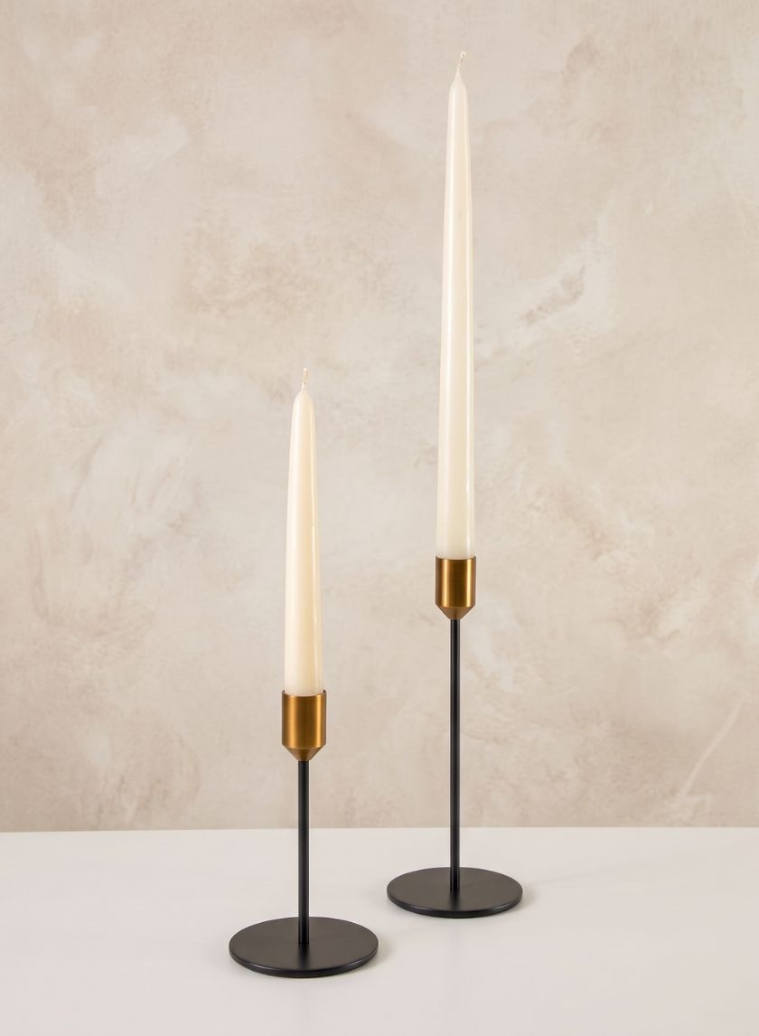 Barney Black Gold Taper Metal Holder Decor Jamali Garden