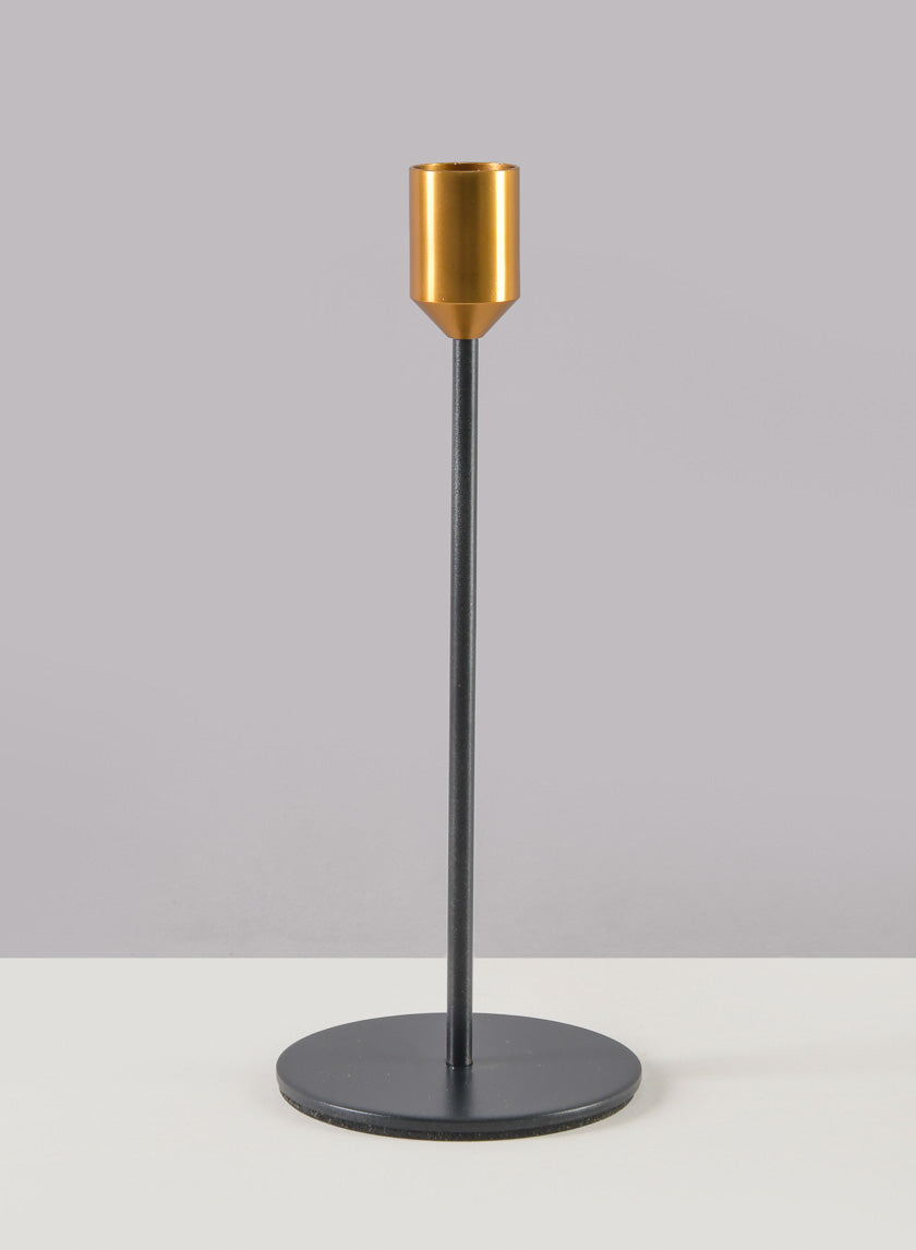 Barney Black Gold Taper Metal Holder Decor Jamali Garden Black 8in Tall - Medium EACH