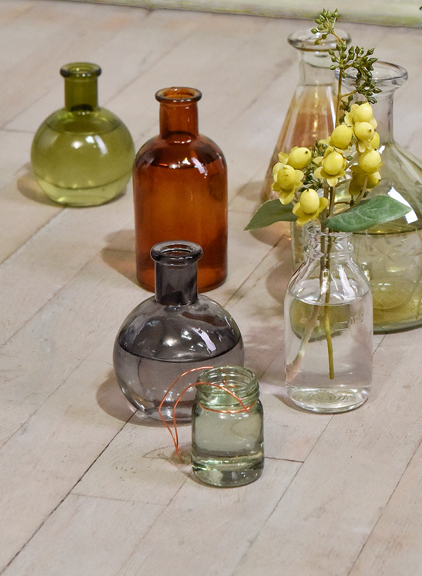 4in Tall Smoke Ball Glass Bud Vases, Set of 6 Decor Jamali Garden