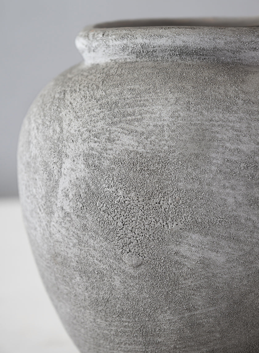 7in Tall Iquitos Venetian Grey Ceramic Jar Vase Decor Jamali Garden