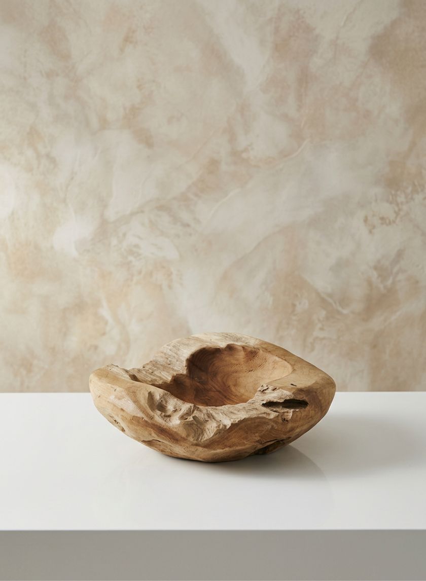 12in Wide Suribaya Teak Wood Bowl Decor Jamali Garden