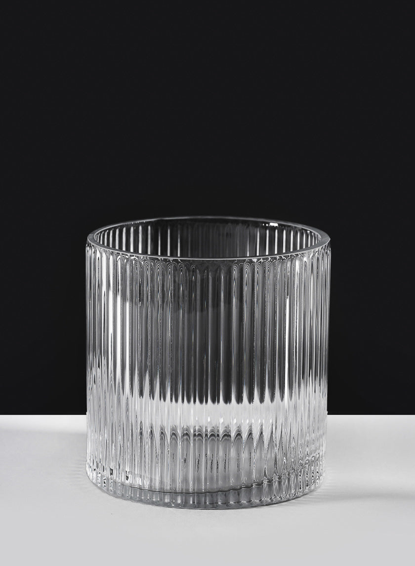 5in Tall Vienna Pleated Glass Cylinder Decor Jamali Garden