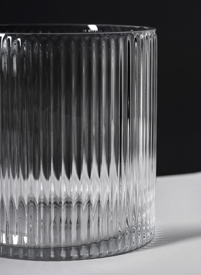 5in Tall Vienna Pleated Glass Cylinder Decor Jamali Garden