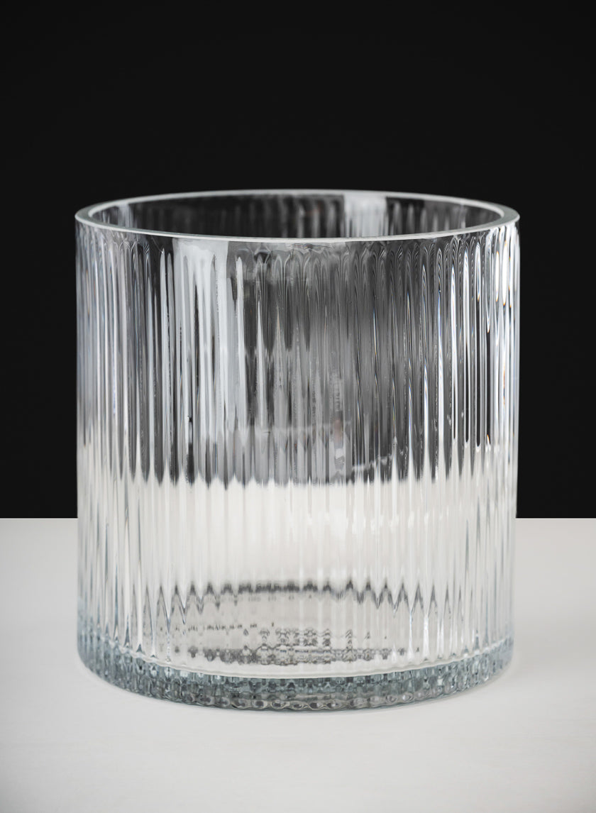 6in Tall Vienna Pleated Glass Cylinder Decor Jamali Garden