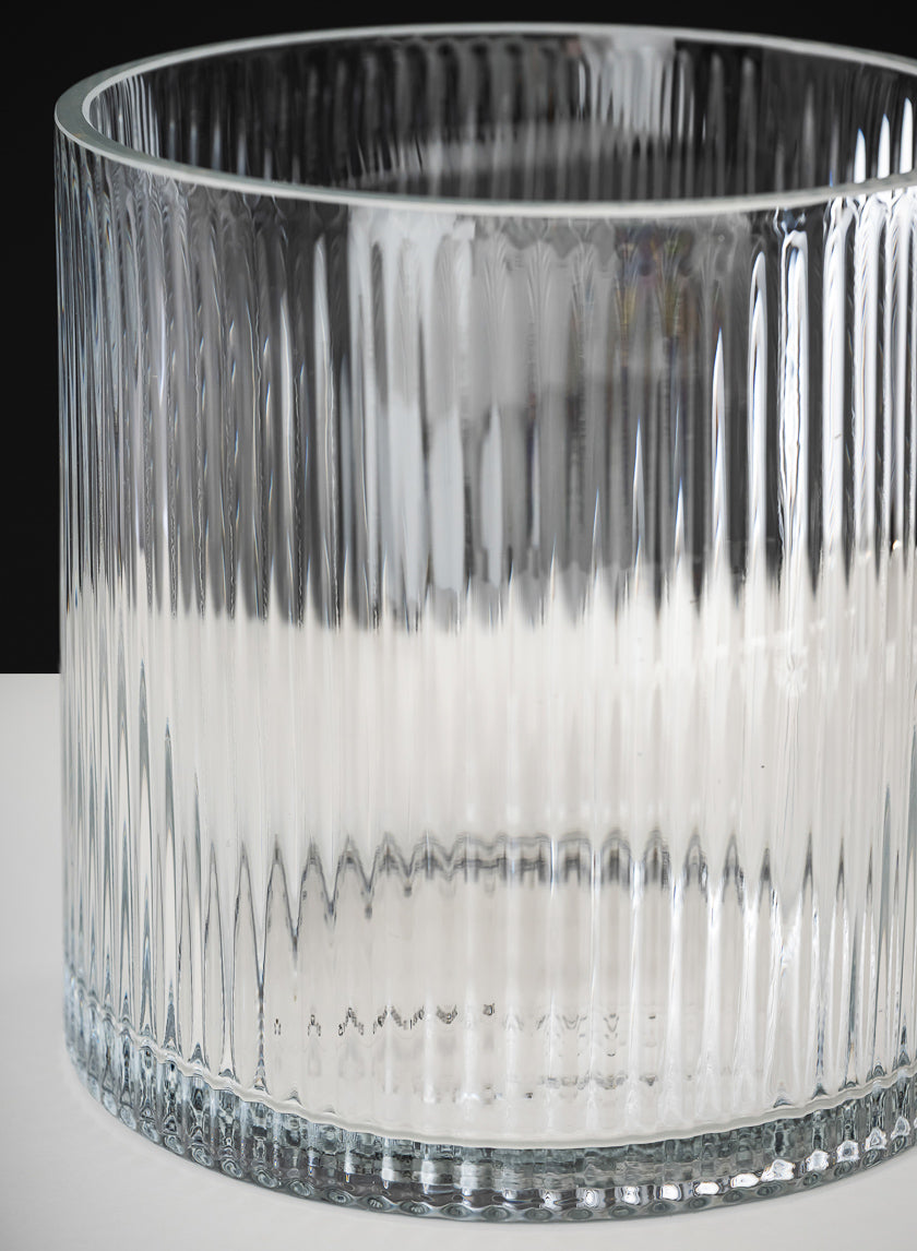 6in Tall Vienna Pleated Glass Cylinder Decor Jamali Garden