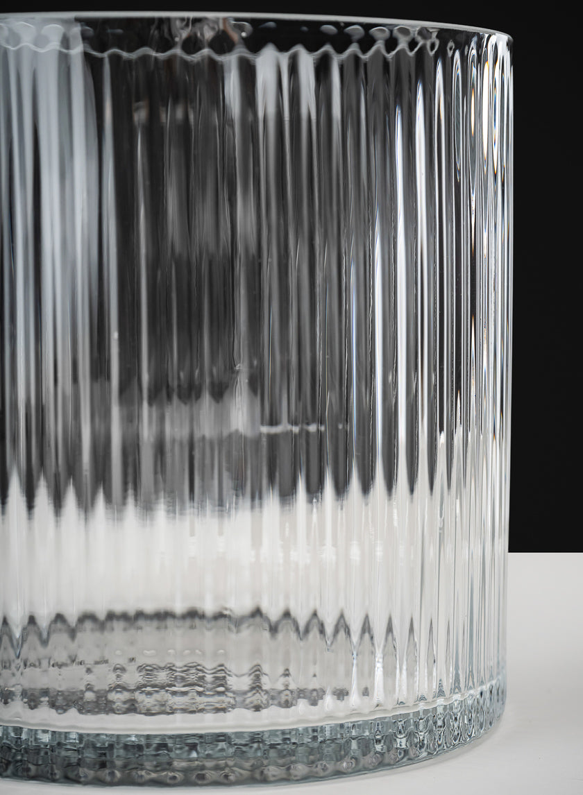 6in Tall Vienna Pleated Glass Cylinder Decor Jamali Garden