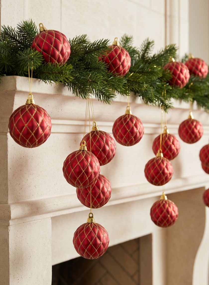 6in Round Red Gold Harlequin Plastic Ornament Ball Decor Jamali Garden