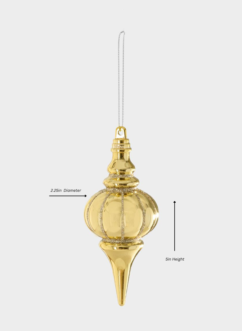 5in Long Gold Glittered Plastic Finial Ornament Decor Jamali Garden