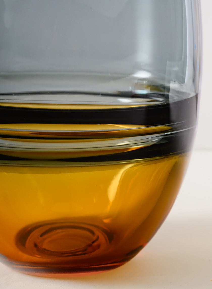 8in Tall Ecosse Dual Tone Amber and Smoke Statement Piece Glass Vase Decor Jamali Garden