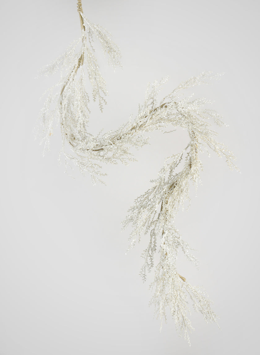 60in Long Frosted Silver Garland Decor Jamali Garden