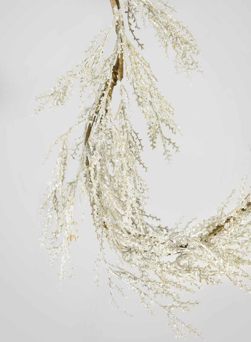 60in Long Frosted Silver Garland Decor Jamali Garden