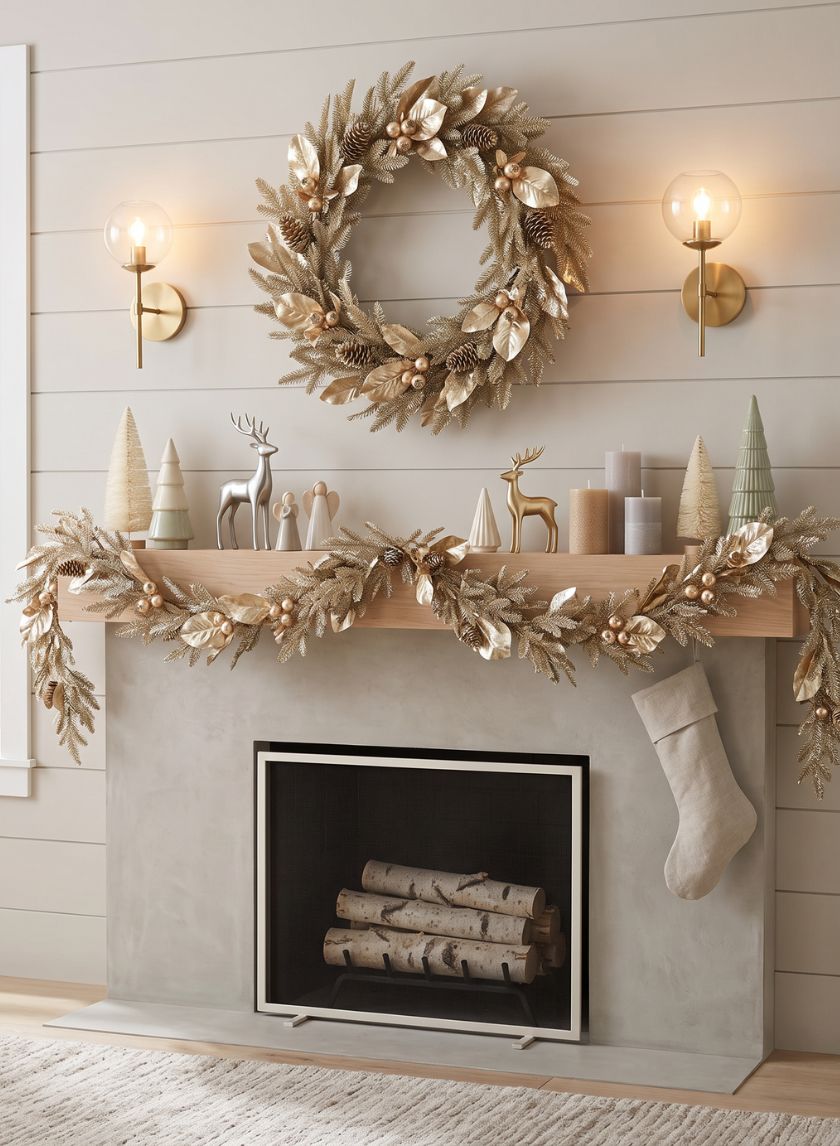 65in Long Metallic Magnolia Leaves and Berry Garland Decor Jamali Garden