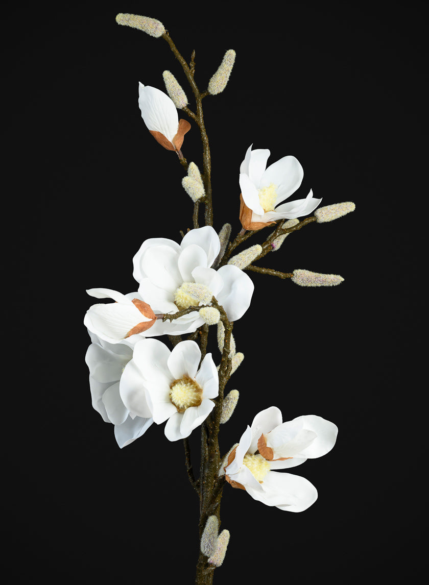 48in Long Real Touch Real Look Blooming Magnolia Flowers Stem Decor Jamali Garden