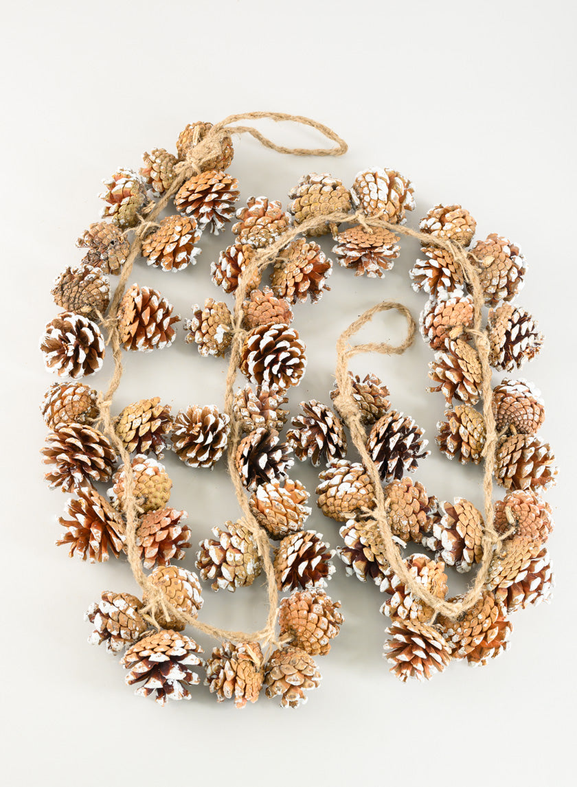 6ft Long White Tips Pinecones Garland Decor Jamali Garden