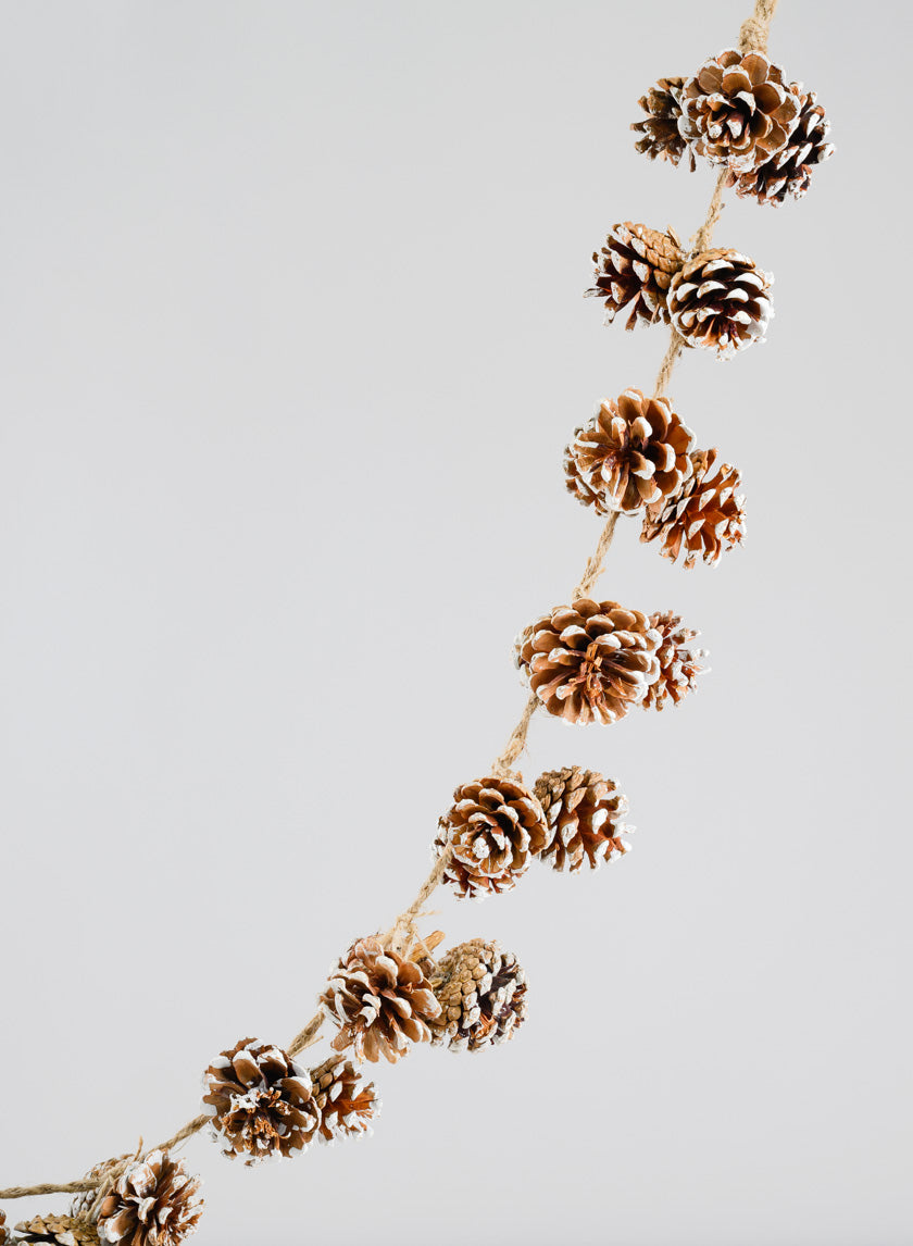 6ft Long White Tips Pinecones Garland Decor Jamali Garden
