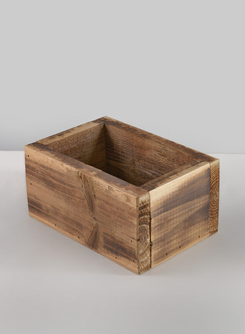 7in Long Burnt Wood Box, Mini Decor Jamali Garden