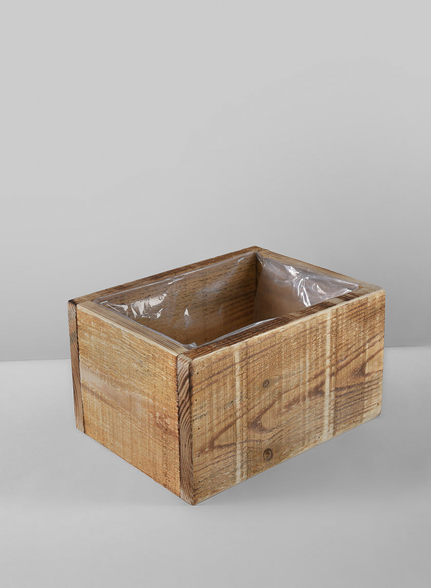10in Long Raw Wood Deep Flower Box Decor Jamali Garden