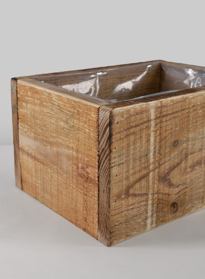 10in Long Raw Wood Deep Flower Box Decor Jamali Garden