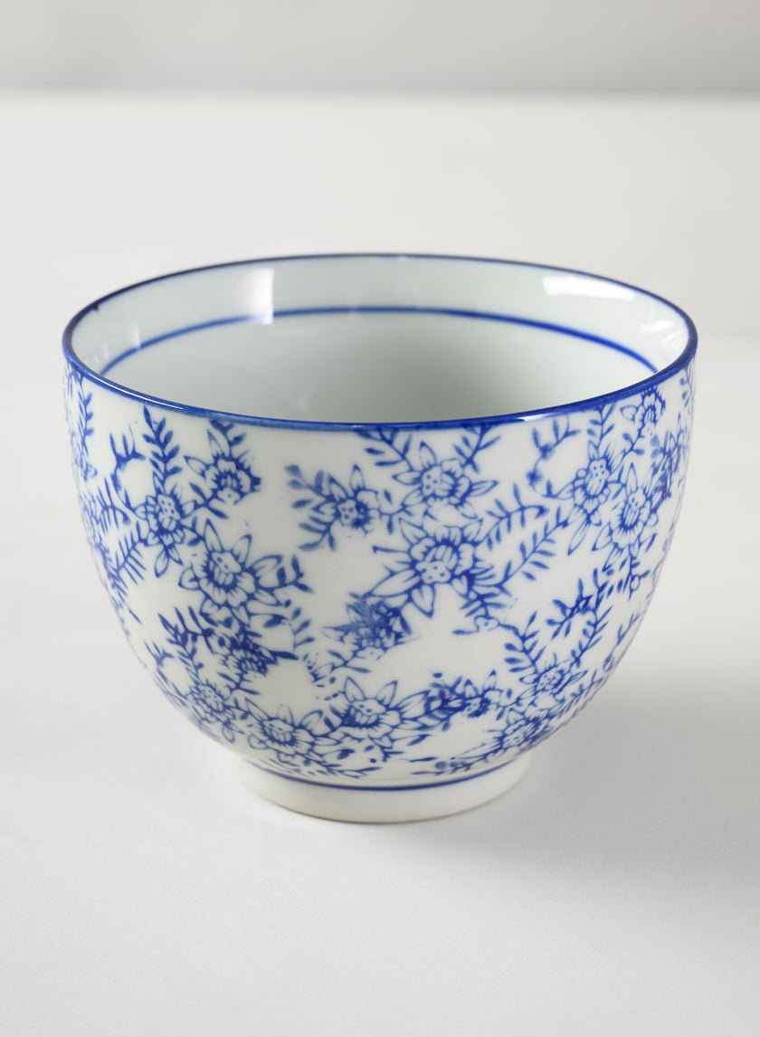 3.25in Tall Qing Dynasty Blue Floral Ceramic Bowls, Set of 2 Decor Jamali Garden