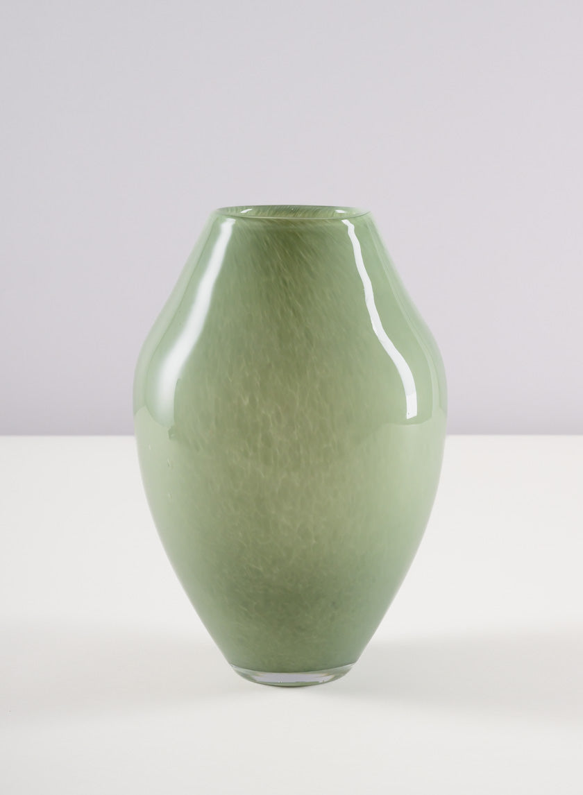 10in Tall Lucerne Jade Green Hand Blown Glass Vase Decor Jamali Garden