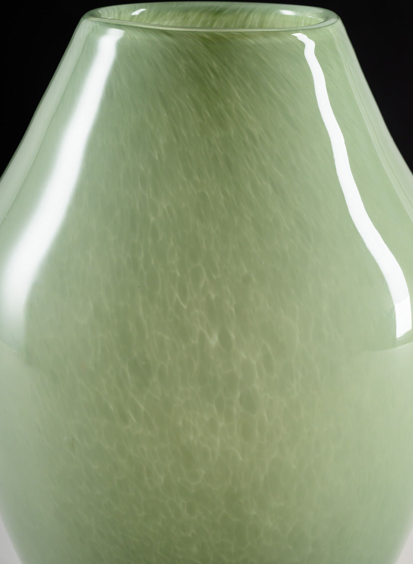 10in Tall Lucerne Jade Green Hand Blown Glass Vase Decor Jamali Garden