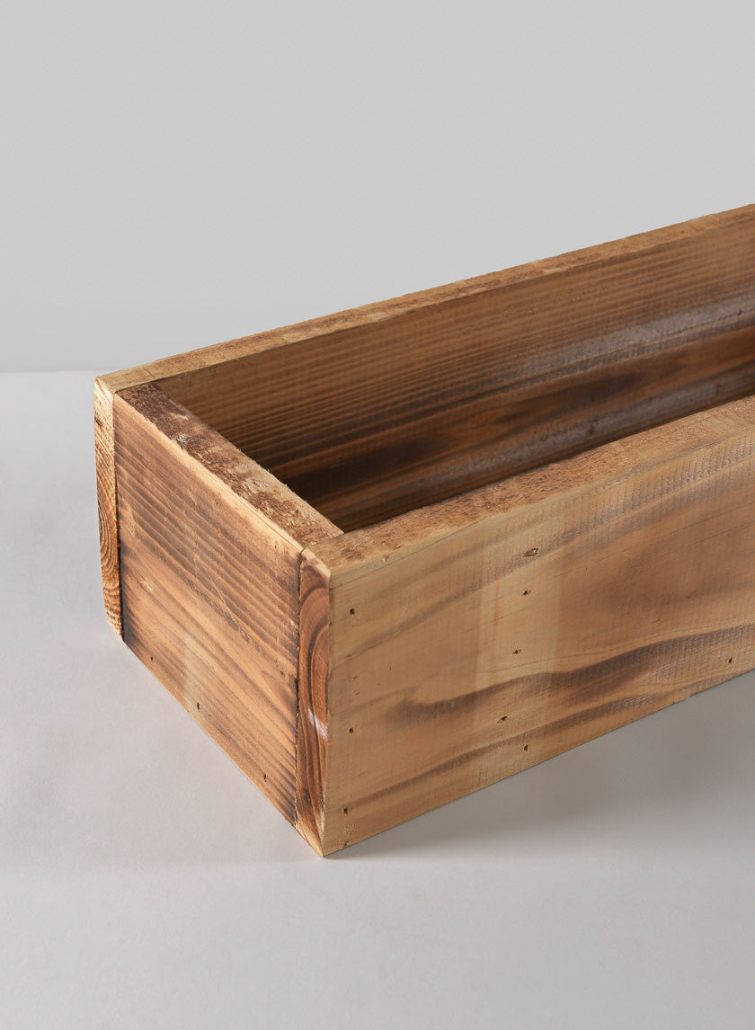 15.75in Long Burnt Wood Flower Box Decor Jamali Garden
