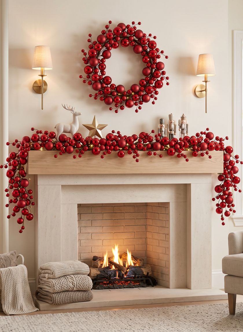 69in Long Red Ball Garland Decor Jamali Garden