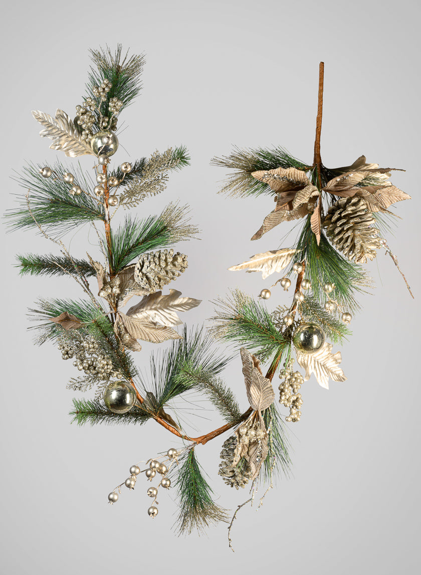 60in Long Poinsettia Garland Decor Jamali Garden