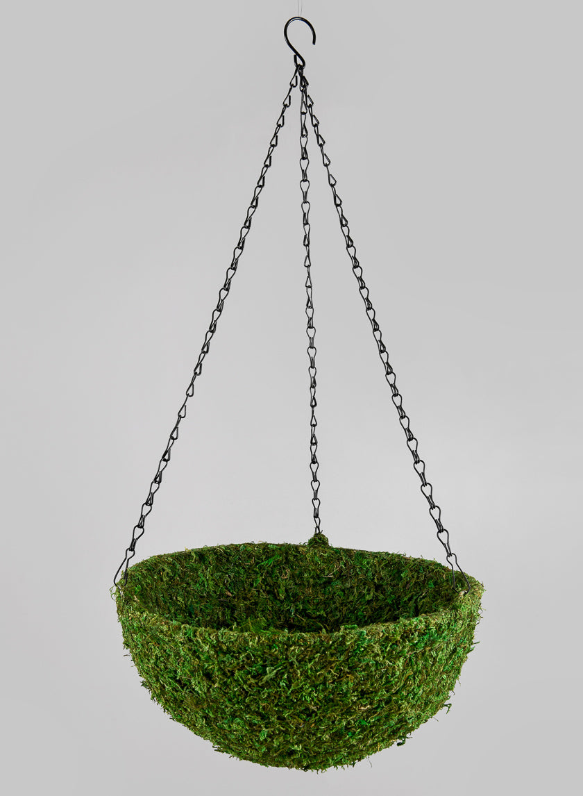 12in Wide Green Moss Basket Decor Jamali Garden