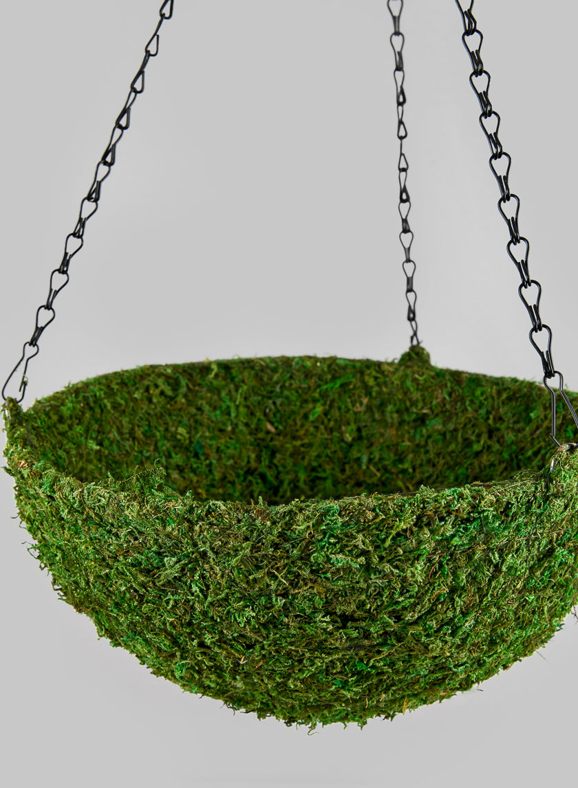 12in Wide Green Moss Basket Decor Jamali Garden
