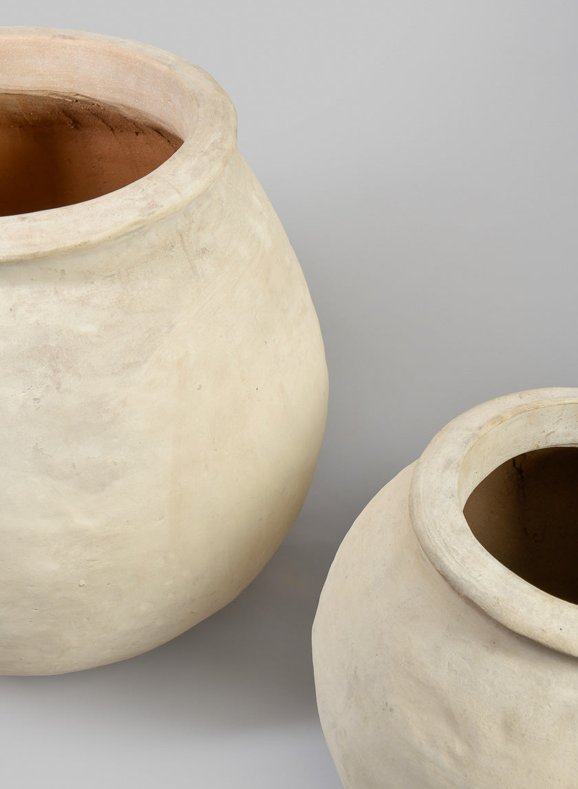 Petra Aged White Wash Fishbowl Planter Decor Jamali Garden