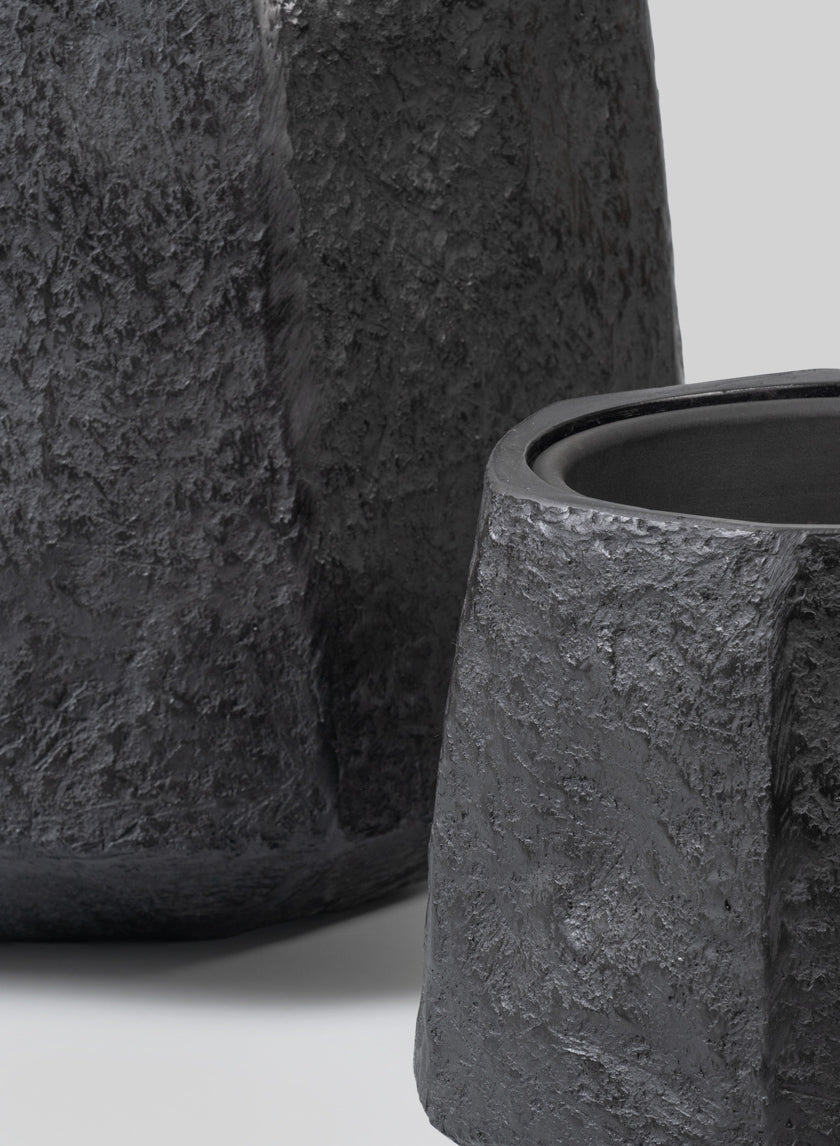 Kesari Aged Black Fiberglass Planter Decor Jamali Garden