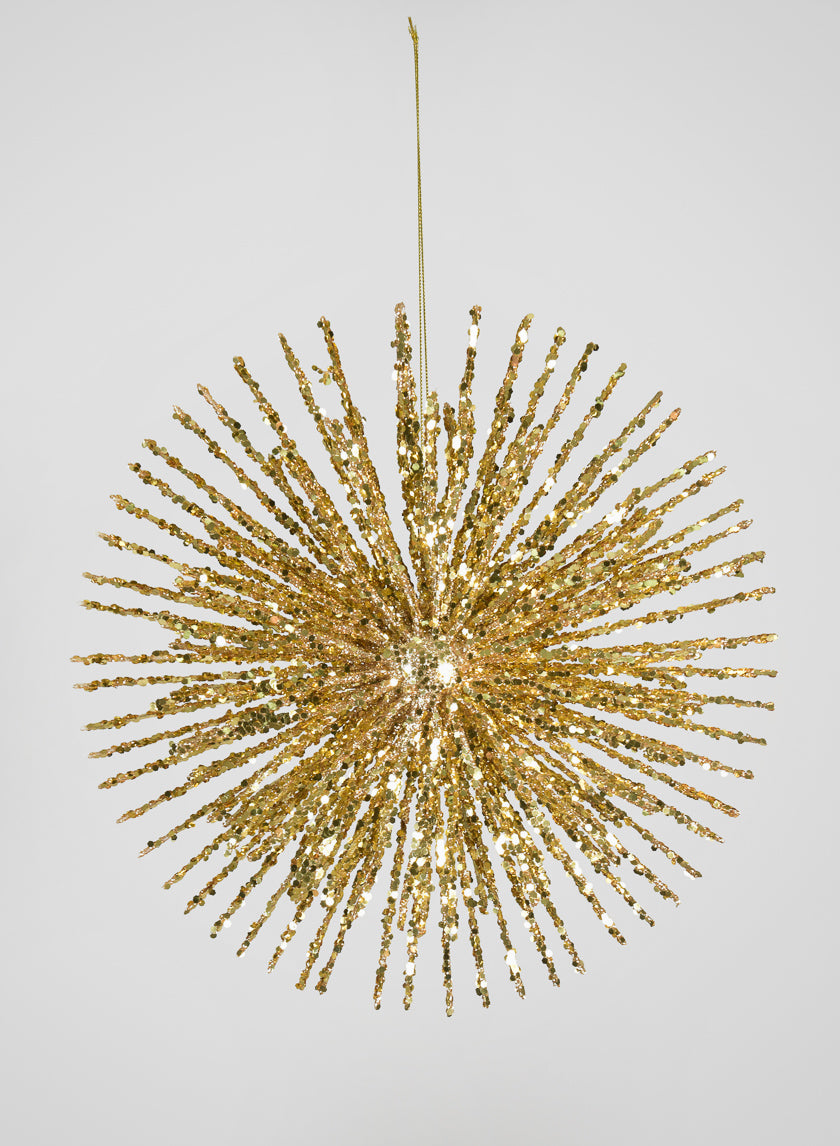 11in Round Gold Glitter Burst Ornament Decor Jamali Garden