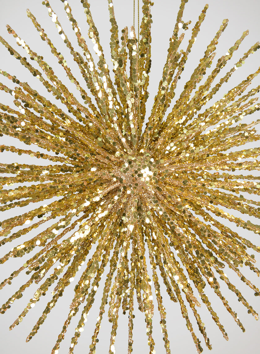 11in Round Gold Glitter Burst Ornament Decor Jamali Garden