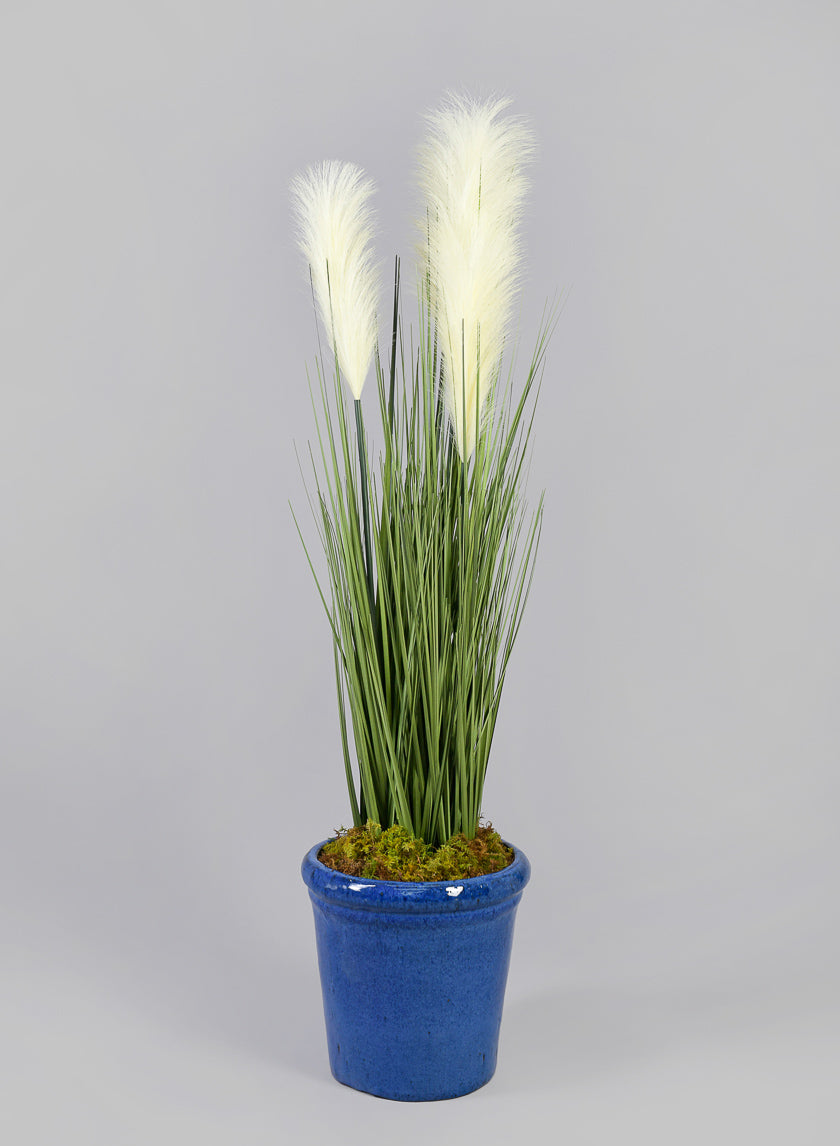 Rolled Rim Clay & Ceramic Planter, Santorini Blue Decor Jamali Garden