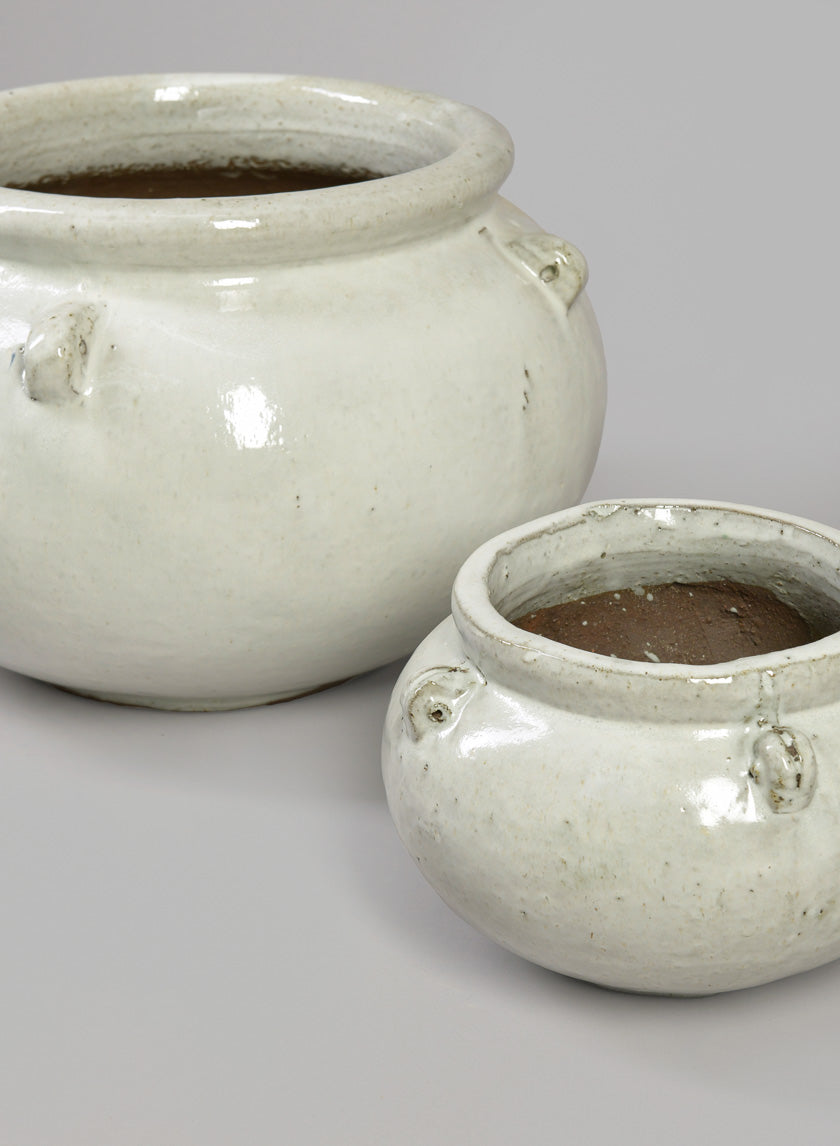 Jakarta Bowl Clay & Ceramic Planters, Cloud White Decor Jamali Garden