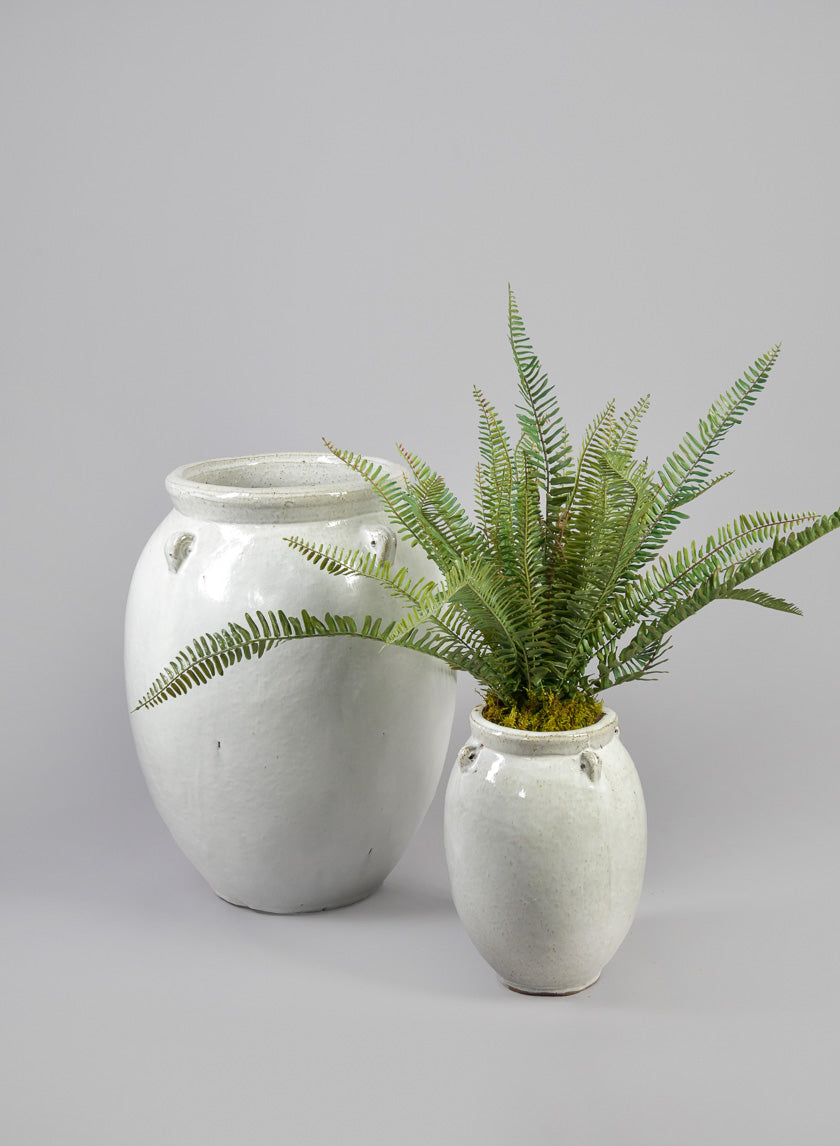 Jakarta Clay & Ceramic Urn Planters, Cloud White Decor Jamali Garden