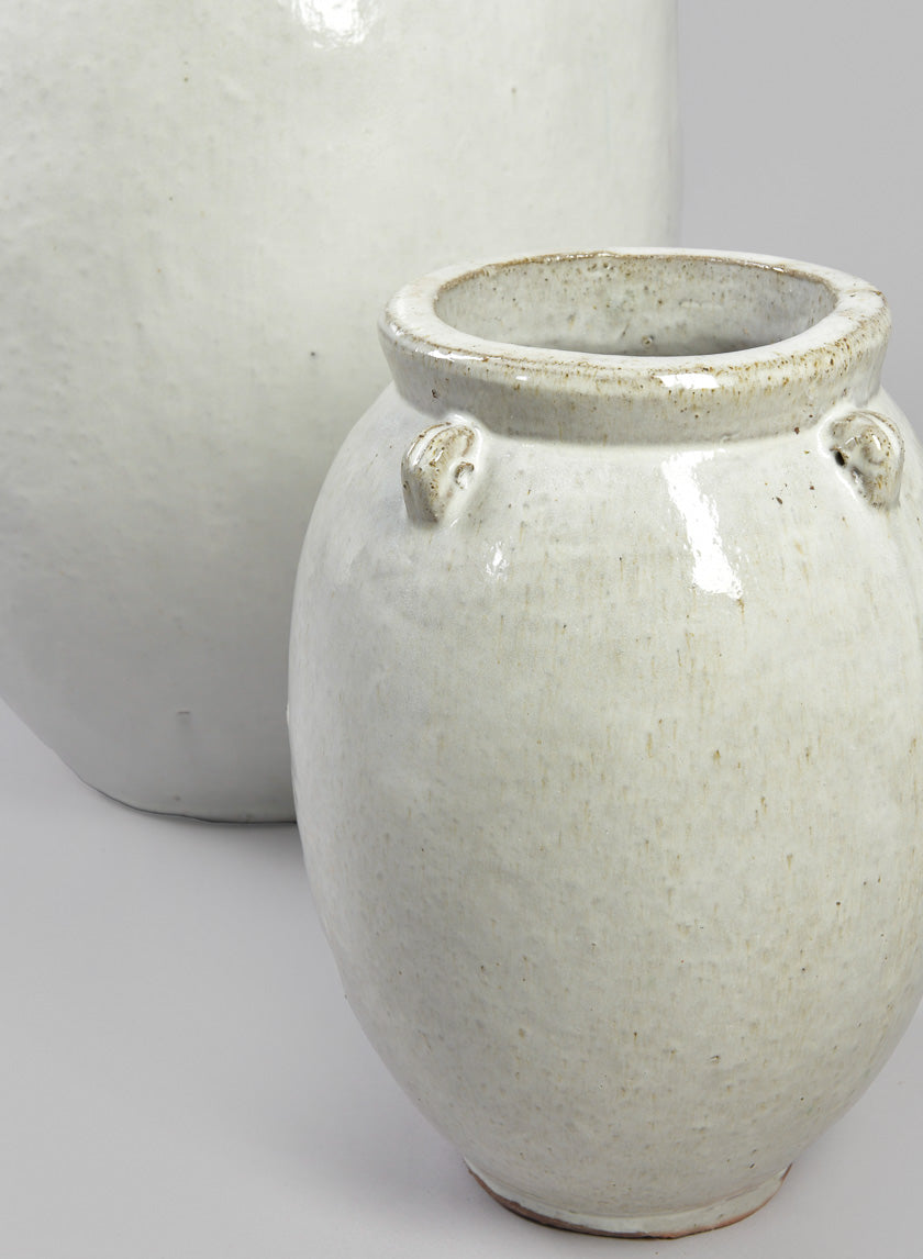 Jakarta Clay & Ceramic Urn Planters, Cloud White Decor Jamali Garden