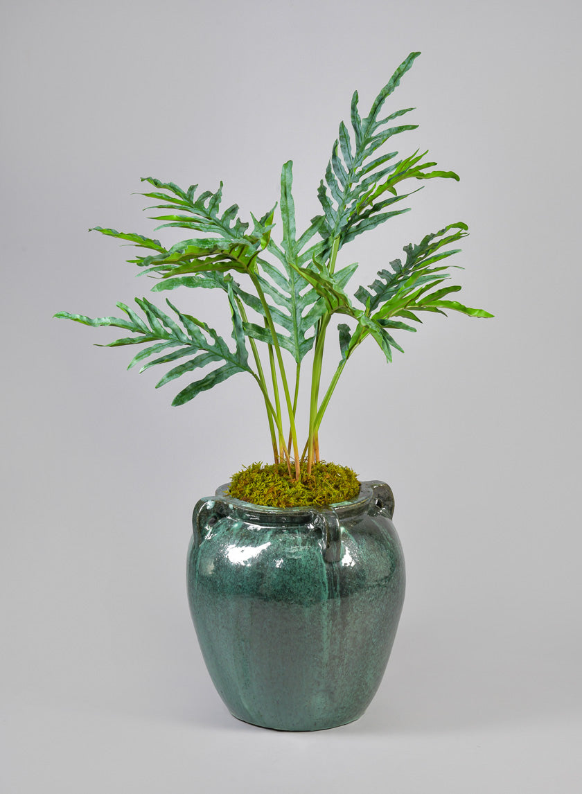 16in Tall Clay & Ceramic Jar Urn, Bali Jade Decor Jamali Garden