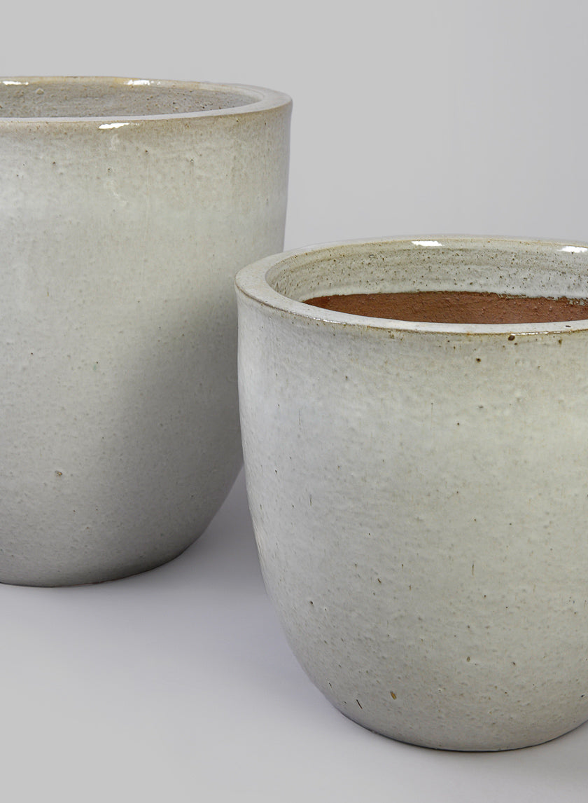 Belize Egg Clay & Ceramic Planter, Cloud White Decor Jamali Garden